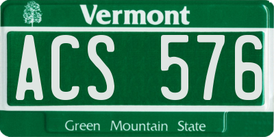 VT license plate ACS576