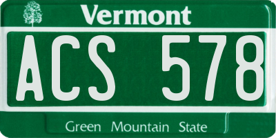 VT license plate ACS578