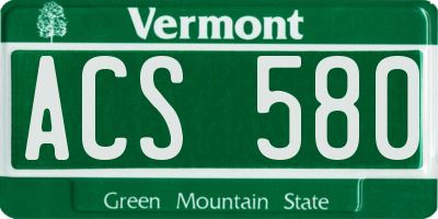 VT license plate ACS580
