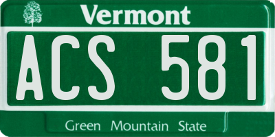 VT license plate ACS581
