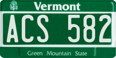 VT license plate ACS582