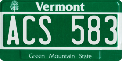 VT license plate ACS583