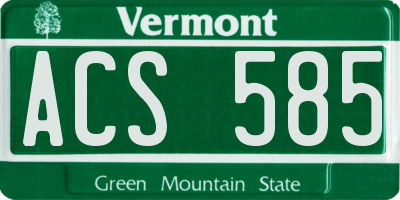 VT license plate ACS585