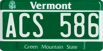 VT license plate ACS586