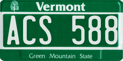 VT license plate ACS588