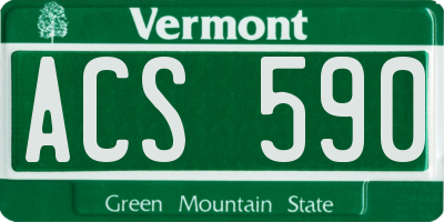VT license plate ACS590