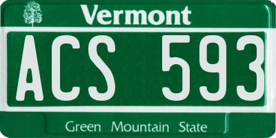 VT license plate ACS593