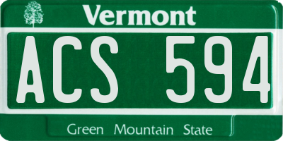 VT license plate ACS594