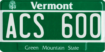 VT license plate ACS600