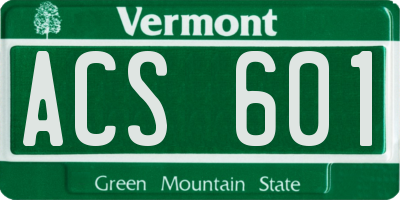 VT license plate ACS601