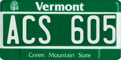 VT license plate ACS605