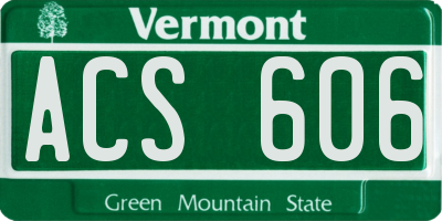VT license plate ACS606