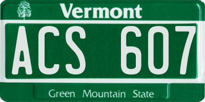 VT license plate ACS607
