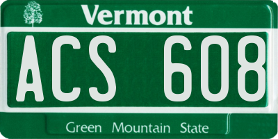 VT license plate ACS608