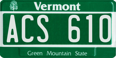 VT license plate ACS610