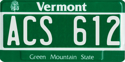 VT license plate ACS612