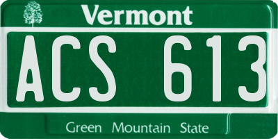 VT license plate ACS613