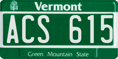 VT license plate ACS615