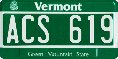 VT license plate ACS619
