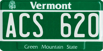 VT license plate ACS620