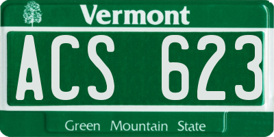 VT license plate ACS623