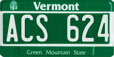 VT license plate ACS624