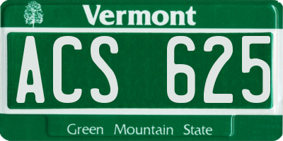 VT license plate ACS625
