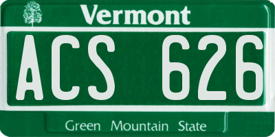 VT license plate ACS626