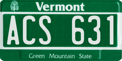 VT license plate ACS631