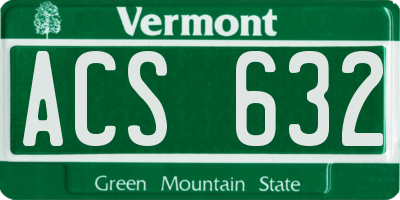 VT license plate ACS632