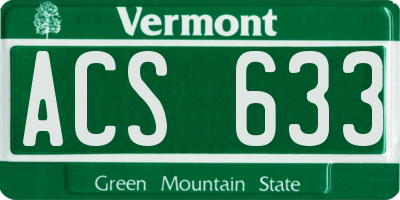 VT license plate ACS633
