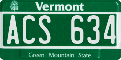 VT license plate ACS634