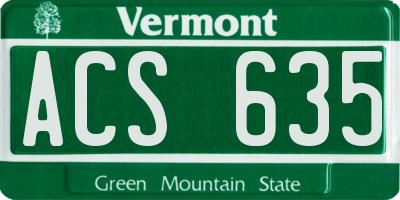 VT license plate ACS635