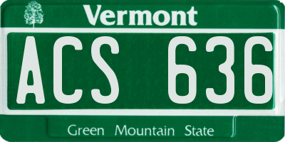 VT license plate ACS636