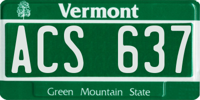 VT license plate ACS637