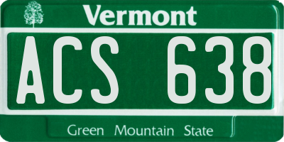 VT license plate ACS638