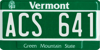 VT license plate ACS641
