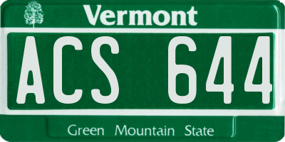 VT license plate ACS644