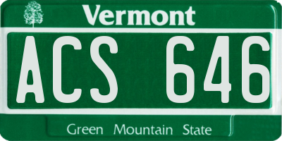 VT license plate ACS646