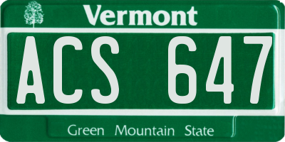 VT license plate ACS647