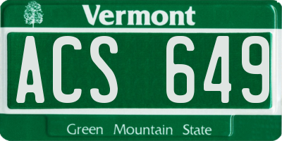 VT license plate ACS649