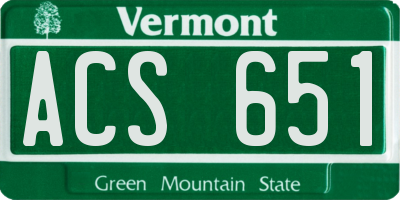 VT license plate ACS651