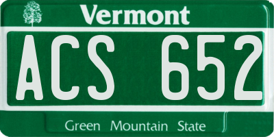VT license plate ACS652