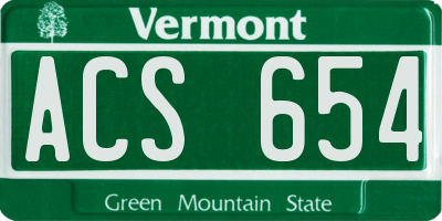 VT license plate ACS654
