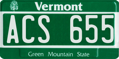 VT license plate ACS655