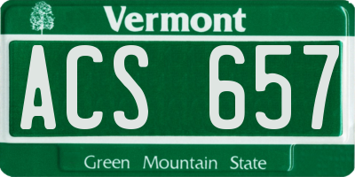 VT license plate ACS657