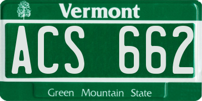 VT license plate ACS662