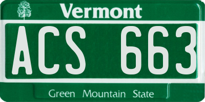 VT license plate ACS663