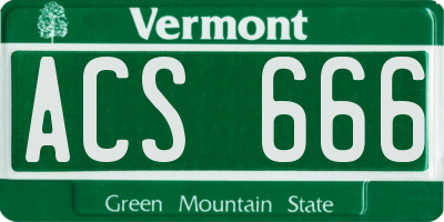 VT license plate ACS666
