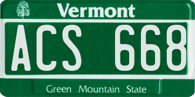VT license plate ACS668